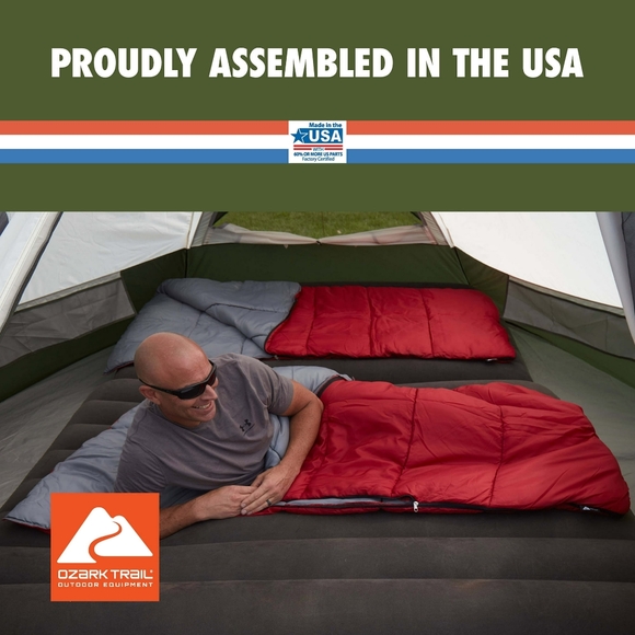 Ozark TrailOzark Trail 50-Degree Warm Weather Rectangular Sleeping Bag, Red - Picture 8 of 11